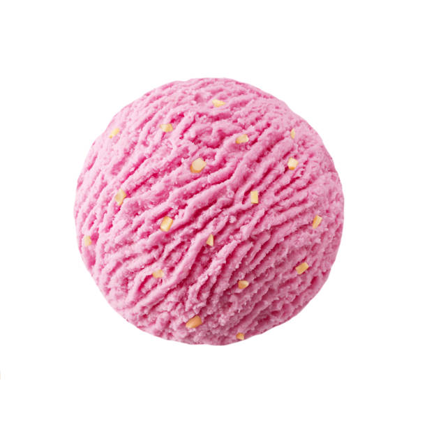 istock Raspberry ice cream scoop with almond pieces 864486672