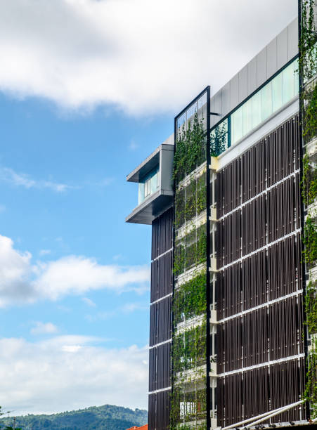 istock modern building with white cloud vintage tone 864488476