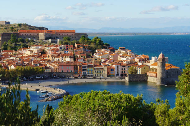 Collioure coastal village in France Collioure, coastal village in the south of France, Mediterranean sea, Languedoc Roussillon, Pyrenees Orientales collioure stock pictures, royalty-free photos & images