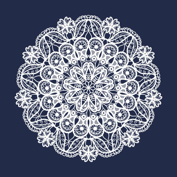 Vector lace round pattern. Mandala with ornamental flowers. Decorative element for design and fashion Vector lace round pattern. Mandala with ornamental flowers. Decorative element for design and fashion. Lacy vintage ornament doily stock illustrations