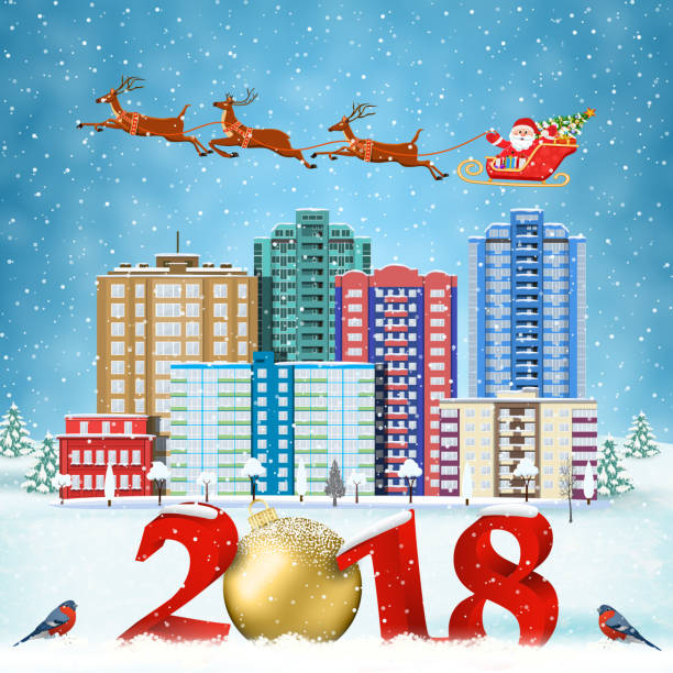 istock Christmas winter city street 864490798