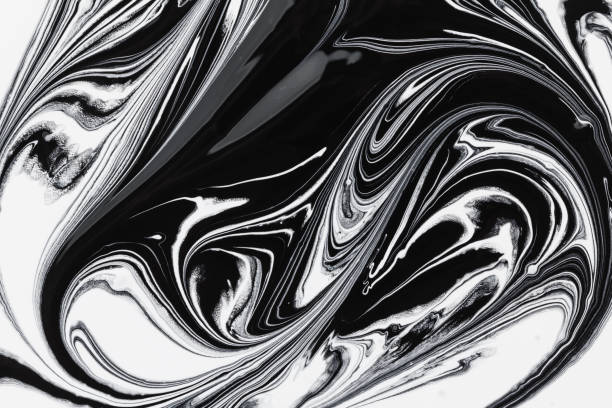 Abstract Background White And Black Mineral Oil Paint On Water Stock Photo  - Download Image Now - iStock