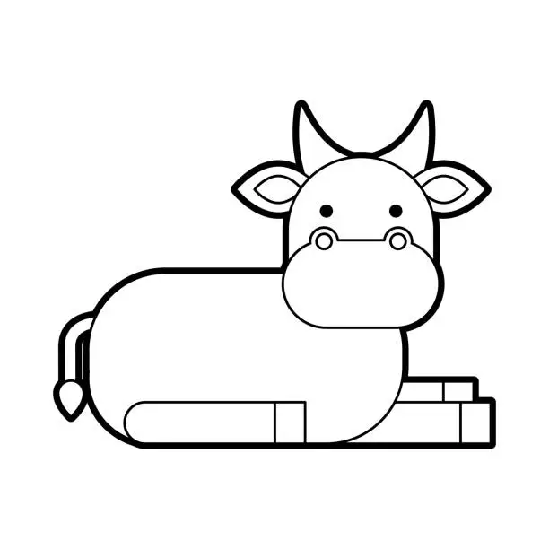 Vector illustration of christmas cow animal of manger cartoon