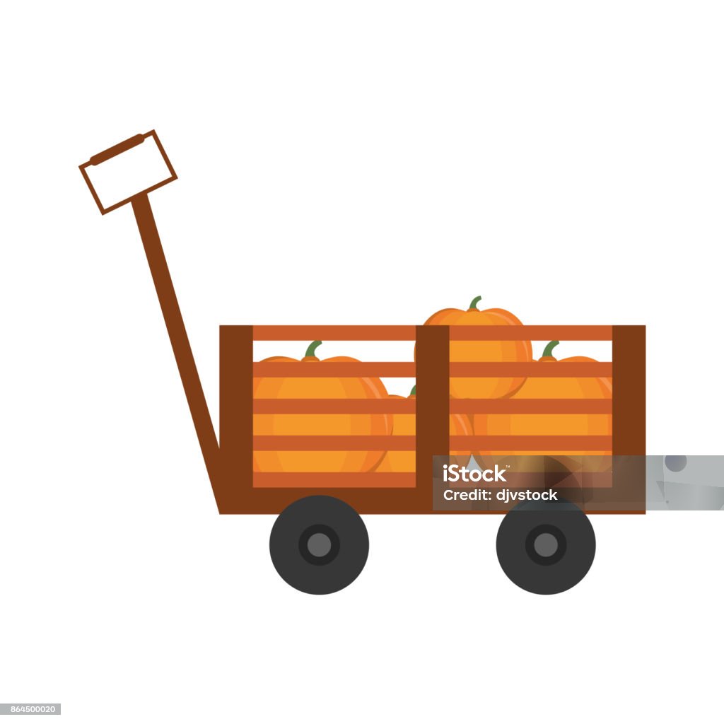 handcart icon image Handcart with pumpkins icon over white background vector illustration Adhesive Tape stock vector