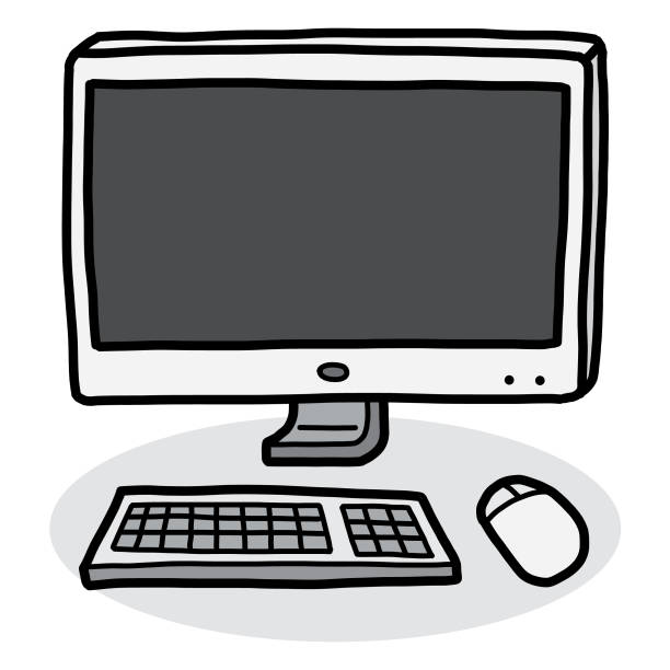 Desktop Computer Monitor Keyboard Mouse Drawing Illustrations, Royalty-Free  Vector Graphics & Clip Art - iStock