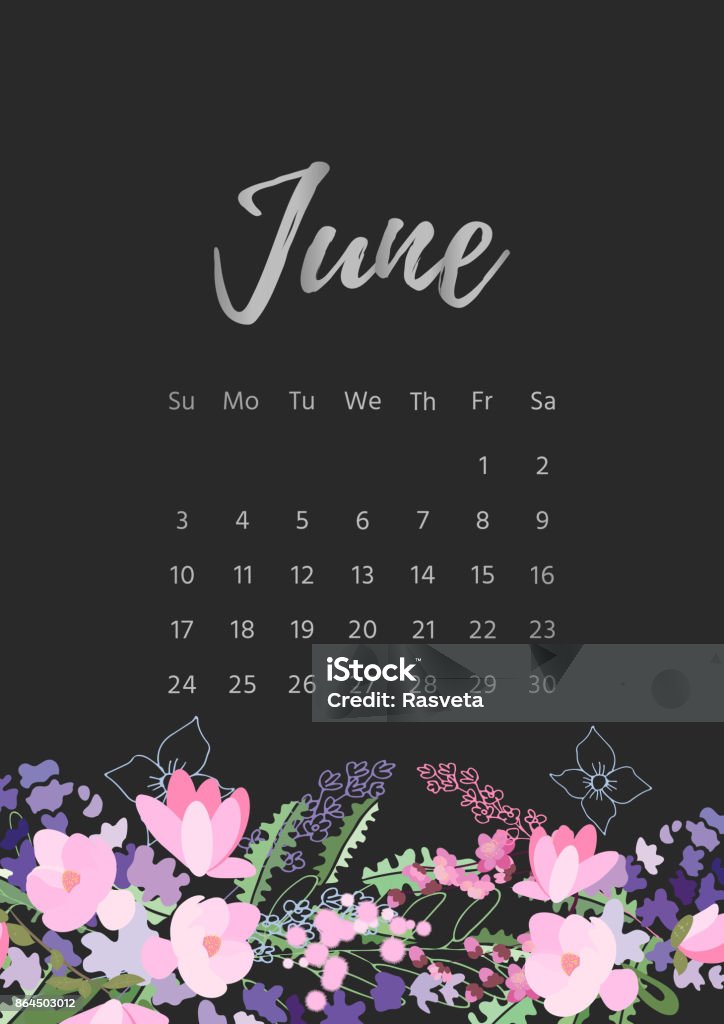 Vintage floral Kalender 2018 - Lizenzfrei Kalender Vektorgrafik