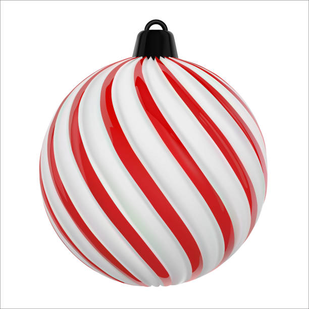 istock Vector christmas ball in white and red color. Twisted christmas tree ball on white background. 864503670