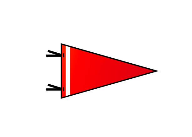 ilustrações de stock, clip art, desenhos animados e ícones de pennant on white background. red flag with white strip in flat style - pendant