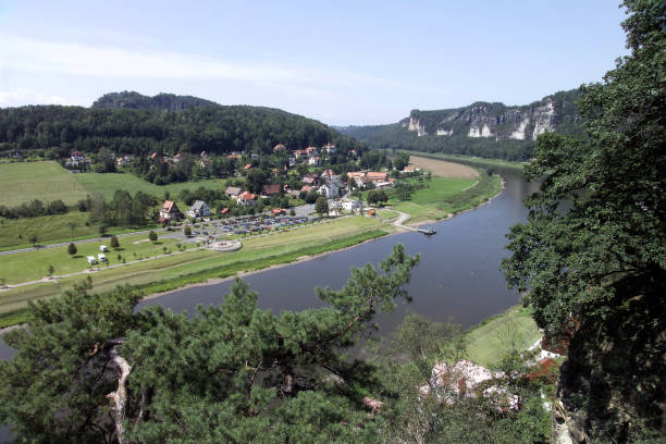 view from the small bastei, rathen, spa rathen, high rathen, rathen in the elbe loop