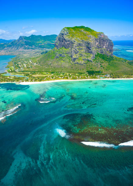 Aerial view of Mauritius island stock photo