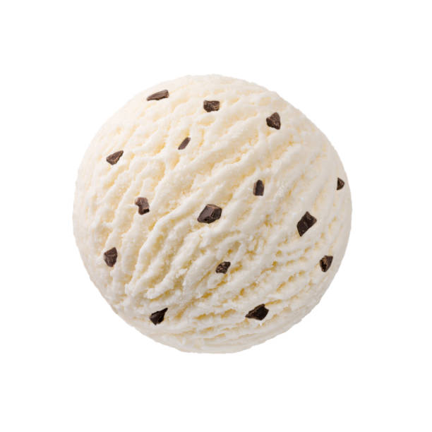 istock Creamy vanilla ice cream scoop with chocolate pieces 864511832