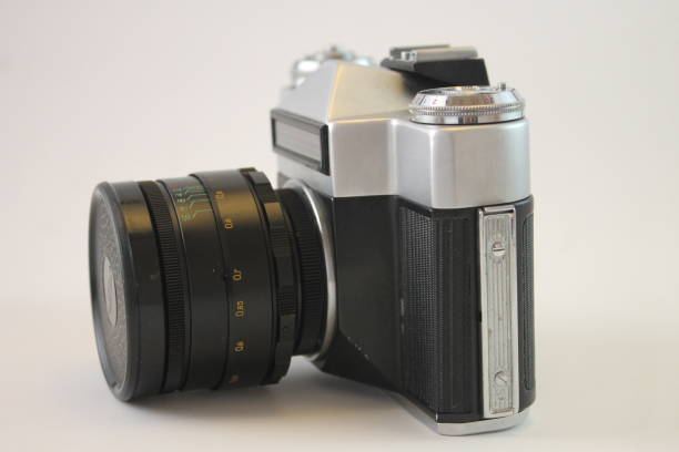 istock Vintage SLR film camera isolated on white 864512178