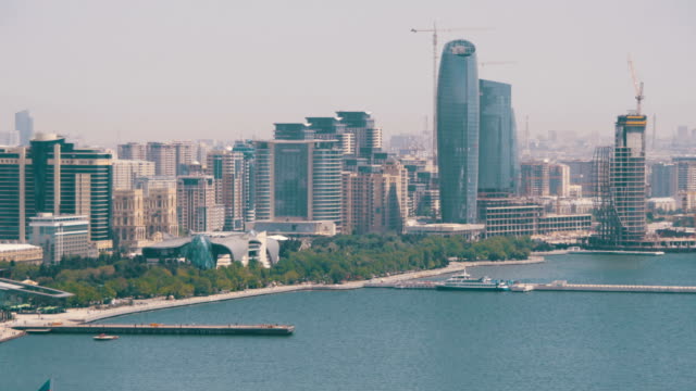 Panoramic View from Above to the City of Baku, Azerbaijan