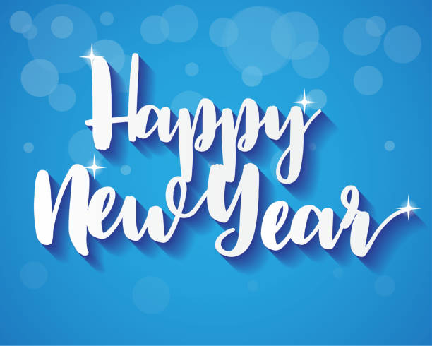 istock Happy New Year On Blue Background, Greeting Card Illustration Paper Art 864520360