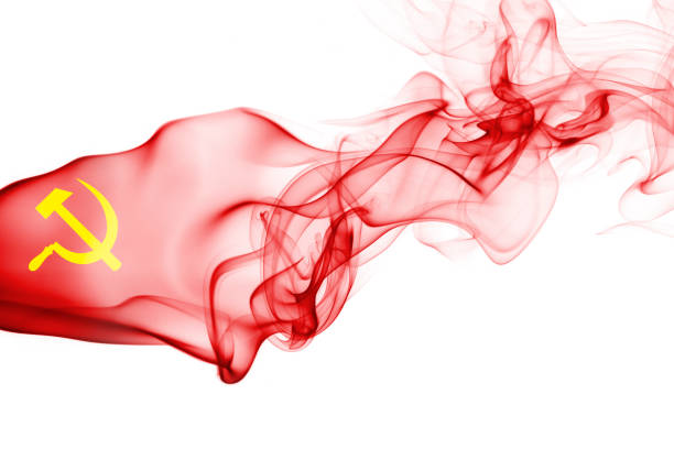 istock Communist national smoke flag 864521360