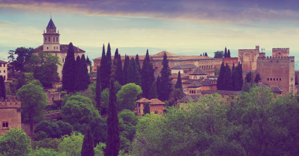 istock view to   Alhambra in day time.  Granada 864521380