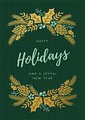 istock Holidays Card with wreath. 864526626