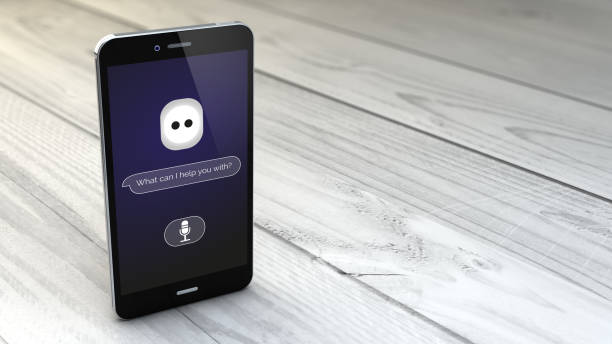 istock intelligent personal assistant on smartphone over white wooden background 864528316