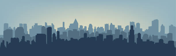silhouette der stadt - stadtansicht stock-grafiken, -clipart, -cartoons und -symbole