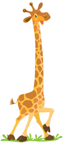 śmieszne uśmiechnięte żyrafa - giraffe pattern africa animal stock illustrations