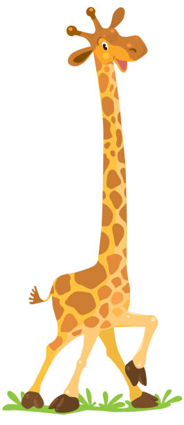 ilustrações de stock, clip art, desenhos animados e ícones de funny smiling giraffe - giraffe print