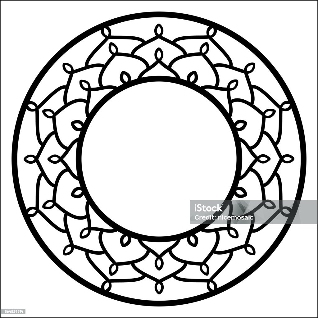 Vector Stencil Lacy Round Frame With Carved Openwork Pattern Template