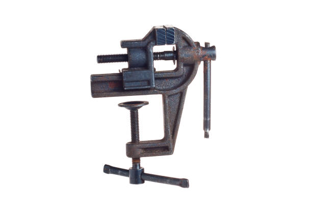 istock Metal locksmith vise isolated on white background 864532248