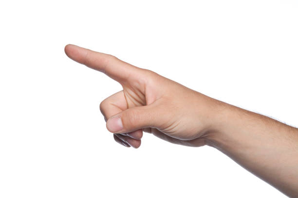 istock Male hand on a white background indicates that the distance 864534628