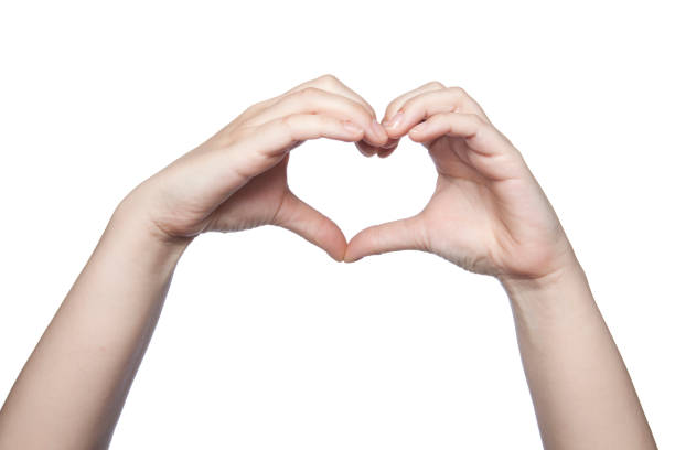 istock hands folded in the shape of a heart indicate the love, copy space 864535644