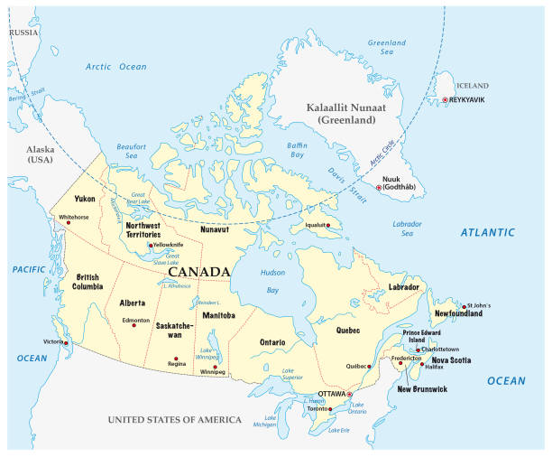 ilustraciones, imágenes clip art, dibujos animados e iconos de stock de mapa de canadá con provincias y límite - saskatchewan province canada flag