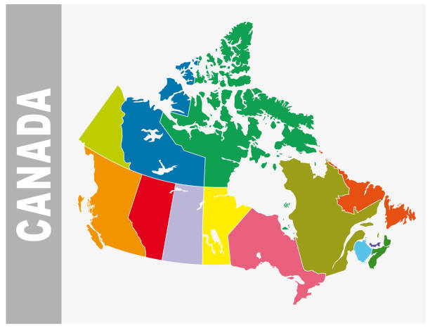 Colorful canada map with provinces and boundary Colorful canada vector map with provinces and boundary island of montreal stock illustrations
