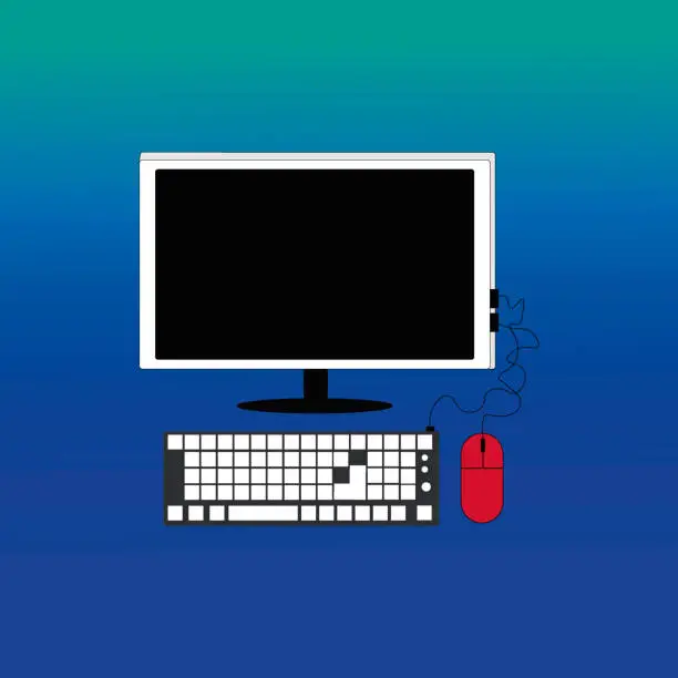 Vector illustration of Computer on gradient background.