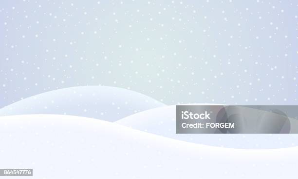 Paesaggio Innevato Invernale Vettoriale Con Neve Che Cade Sotto Il Cielo Blu - Immagini vettoriali stock e altre immagini di Neve