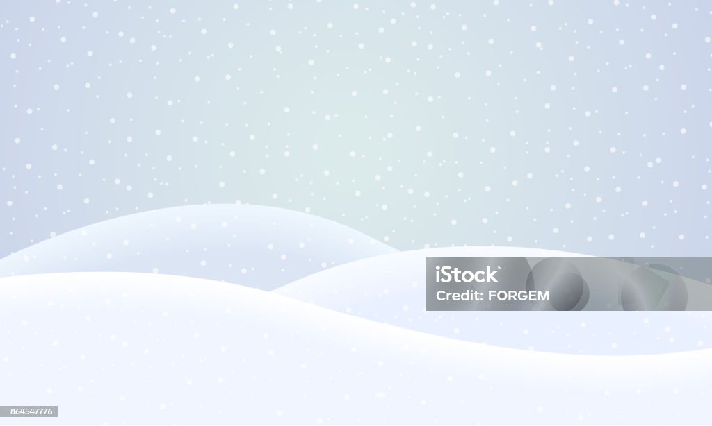 Vector winter snowy landscape with falling snow under blue sky Snow stock vector