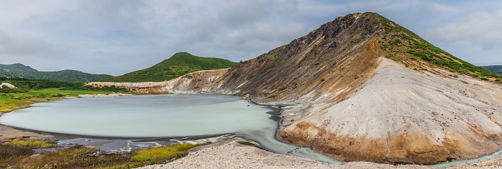 Golovnin is a caldera located in the southern part of Kunashir Island, Kuril Islands, Russia. It is the southernmost volcano of the Kuril Islands.