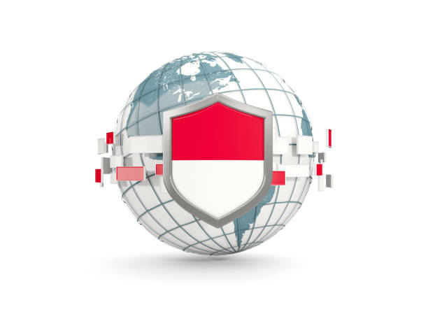 istock Globe and shield with flag of monaco isolated on white 864549952