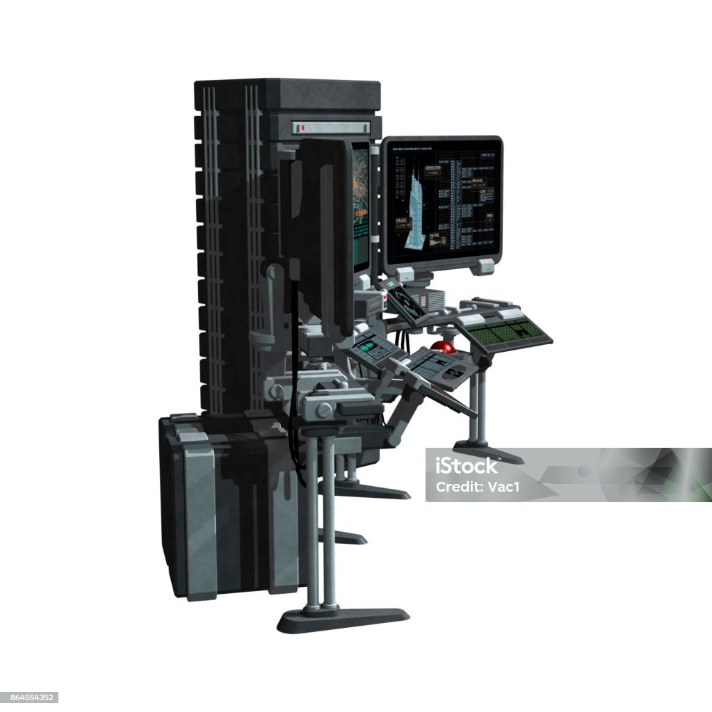 Computer Station Identification 3d Rendering Scifi Computer Station On White Stock Photo - Download ...