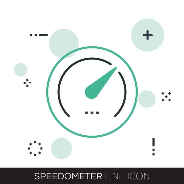 속도계 라인 아이콘 - speedometer gauge dashboard speed stock illustrations