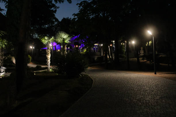 istock Lanterns of a night park. 864559006