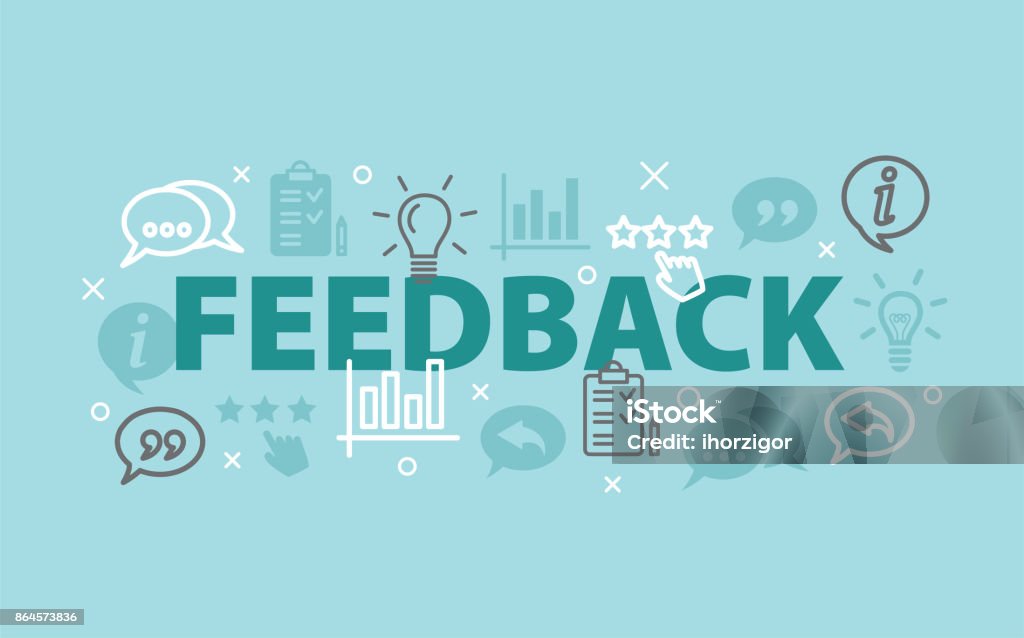 FEEDBACK Concept with icons FEEDBACK Concept with icons and signs Questionnaire stock vector