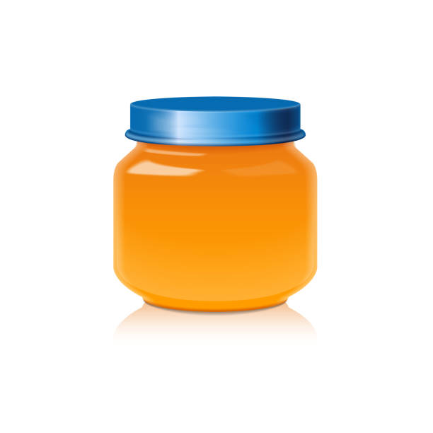 Glass Jar Mock Up For Honey, Jam, Jelly or Baby Food Puree Glass Jar Mock Up For Honey, Jam, Jelly or Baby Food Puree for your design mango jam stock illustrations