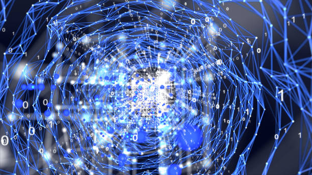 istock Abstract Data Transmission Through Fiber Channel, Technology Concept Background 864578306