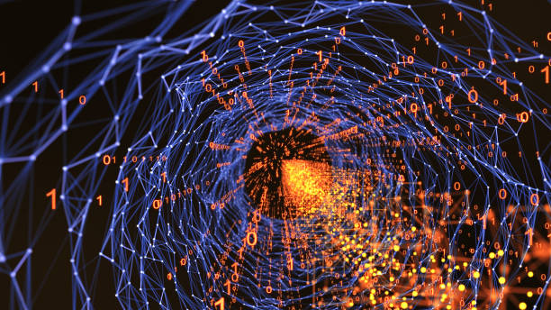 istock Abstract Data Transmission Through Fiber Channel, Technology Concept Background 864579604