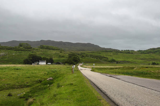 landscape on the road from Plockton to Applecross wild sceneries of the Pass of the Cattle road to get to Applecross village applecross peninsula stock pictures, royalty-free photos & images