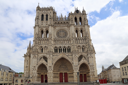 Cathedral of Amiens against a cloudy sky