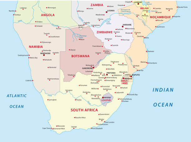 illustrazioni stock, clip art, cartoni animati e icone di tendenza di mappa degli stati dell'africa australe - lesotho