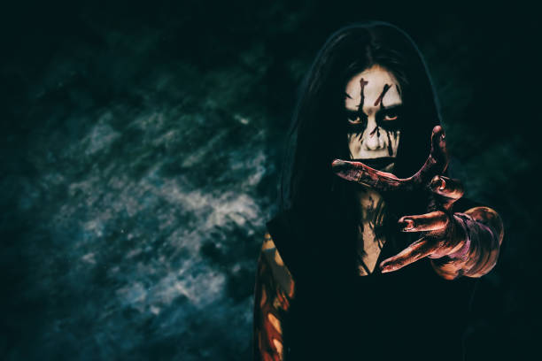 istock Halloween theme:Ghost Girl Horror isolated on black background.film filter effect.with clipping path. 864584978