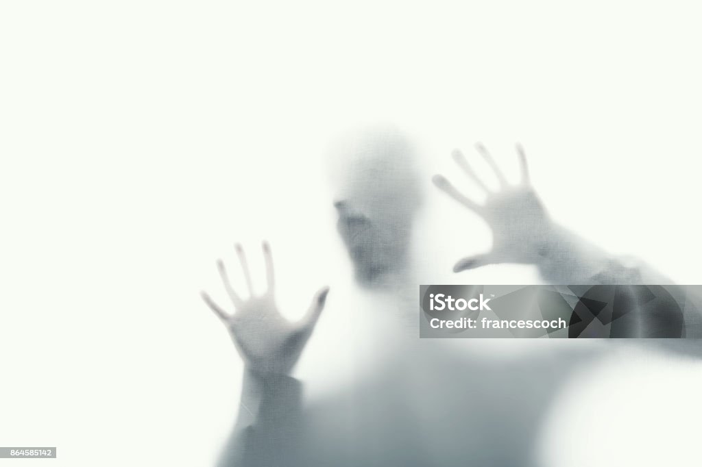 delirious man screaming abstract Straitjacket Stock Photo