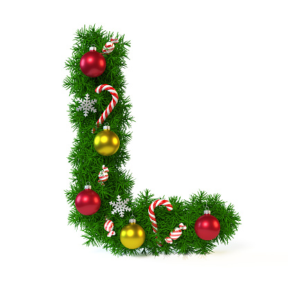 Christmas Font Isolated On White Letter L Stock Photo - Download Image Now  - Text, Christmas, Branch - Plant Part - iStock