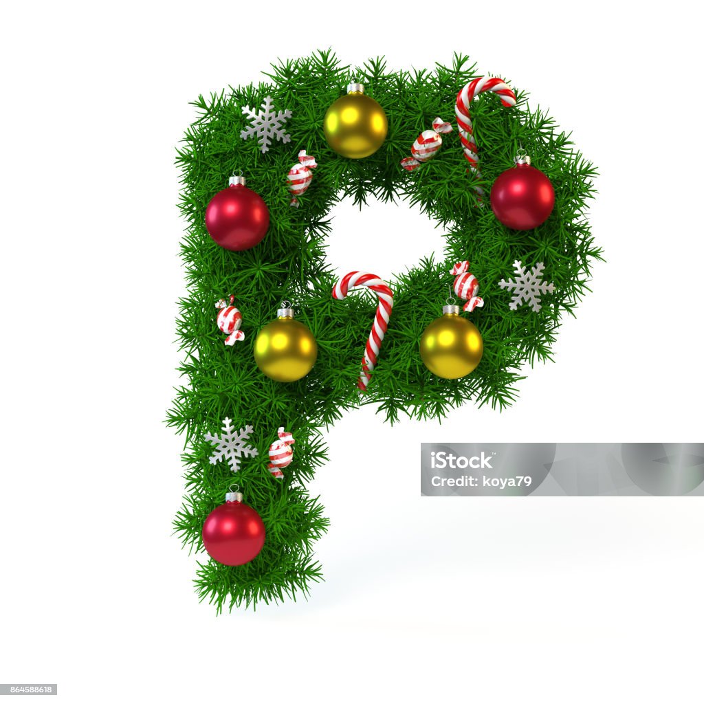 Christmas Font Isolated On White Letter P Stock Photo - Download ...